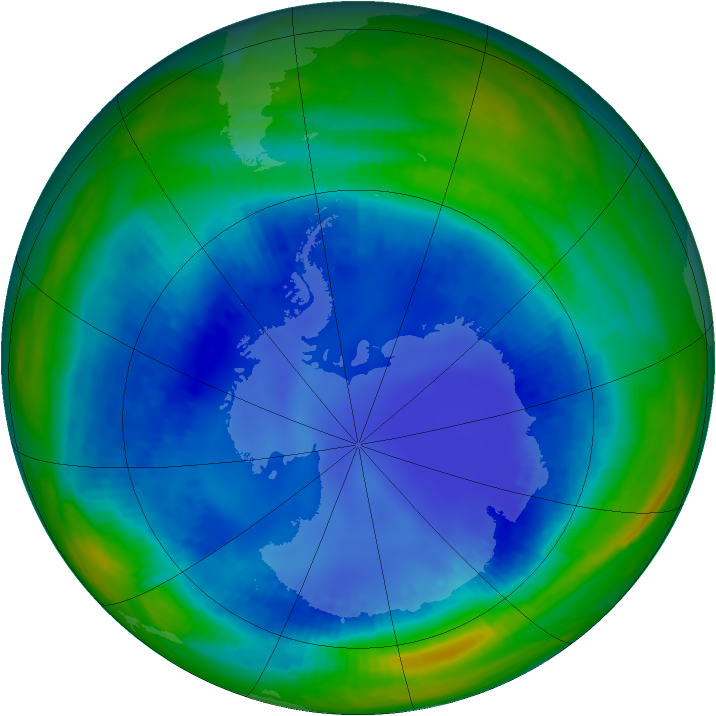 Antarctic ozone map for 13 August 2000